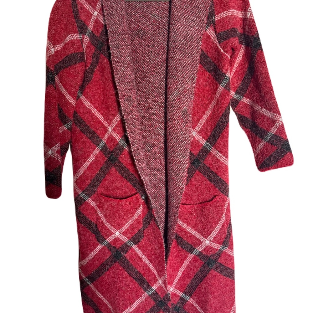 Red and Black Plaid Duster
